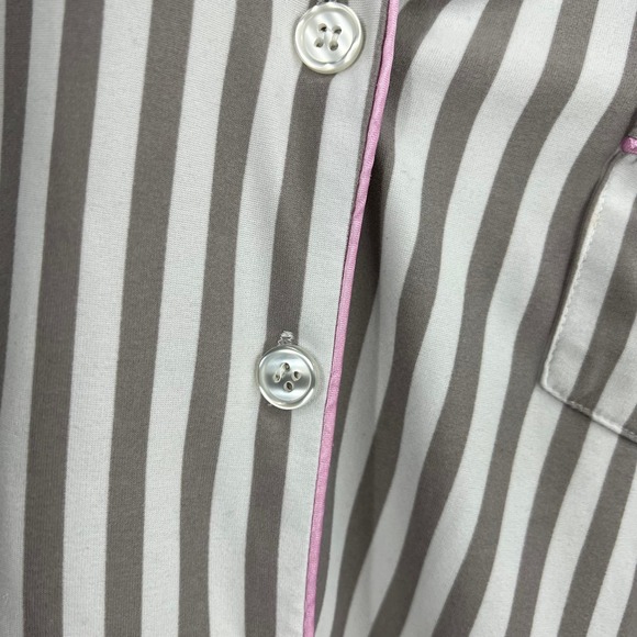 PJ Couture White Gray Striped Pink Lace Short Sleeve Set Light Women's XL READ - Picture 8 of 10